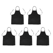 5X Unisex Grembiule da Cucina con 2 Tasche Nero in Medio