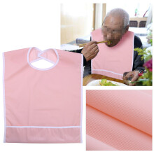Elderly Waterproof Clothes Protector Bib for Adults Dining Aid Orange Pink