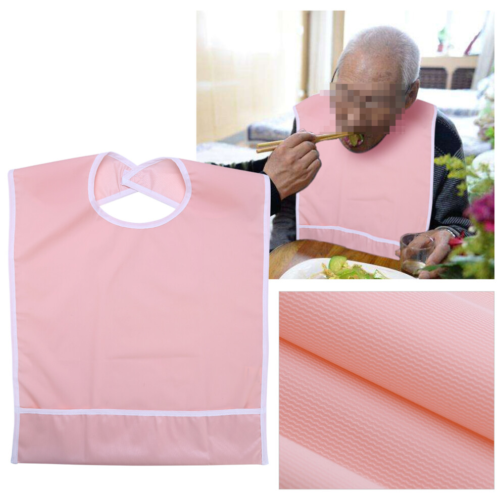 Orange/Pink Elderly Waterproof Clothes Protector Bib For Adults Dining Aid