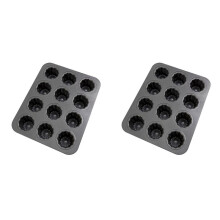 2X 12-Cavity Canele Mold Cake Pan Non-Stick Canele Muffin Bakeware Cupcake Pan for Oven Baking Pudding Molds