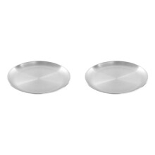 2X Plat à Cracher en Acier Inoxydable de 23 Cm, Plateau Peu Profond en Argent, Disque à Manger en Métal, Assiette Ronde, Vaisselle à Dessert