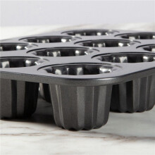 2X 12-Cavity Canele Mold Cake Pan Non-Stick Canele Muffin Bakeware Cupcake Pan for Oven Baking Pudding Molds