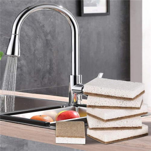 Eco-Friendly Natural Sponges for Dishes 48 Pack - Biodegradable Kitchen Sponge with Compostable Coconut Scrubber