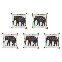 5X Indian Gestrickte Elefant Baumwolle Leinen Deko Kissen Fall Kissen Bezug Dekor