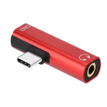 2 in 1 Type-C to 3.5mm Jack Earphone Audio Adapter Charging Converter 3.0 to Type C OTG Converter Red