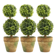 3X Artificial Plastic Trees in Pots Plant Potted Decor Garden Yard Indoor Outdoor Pattern:Two