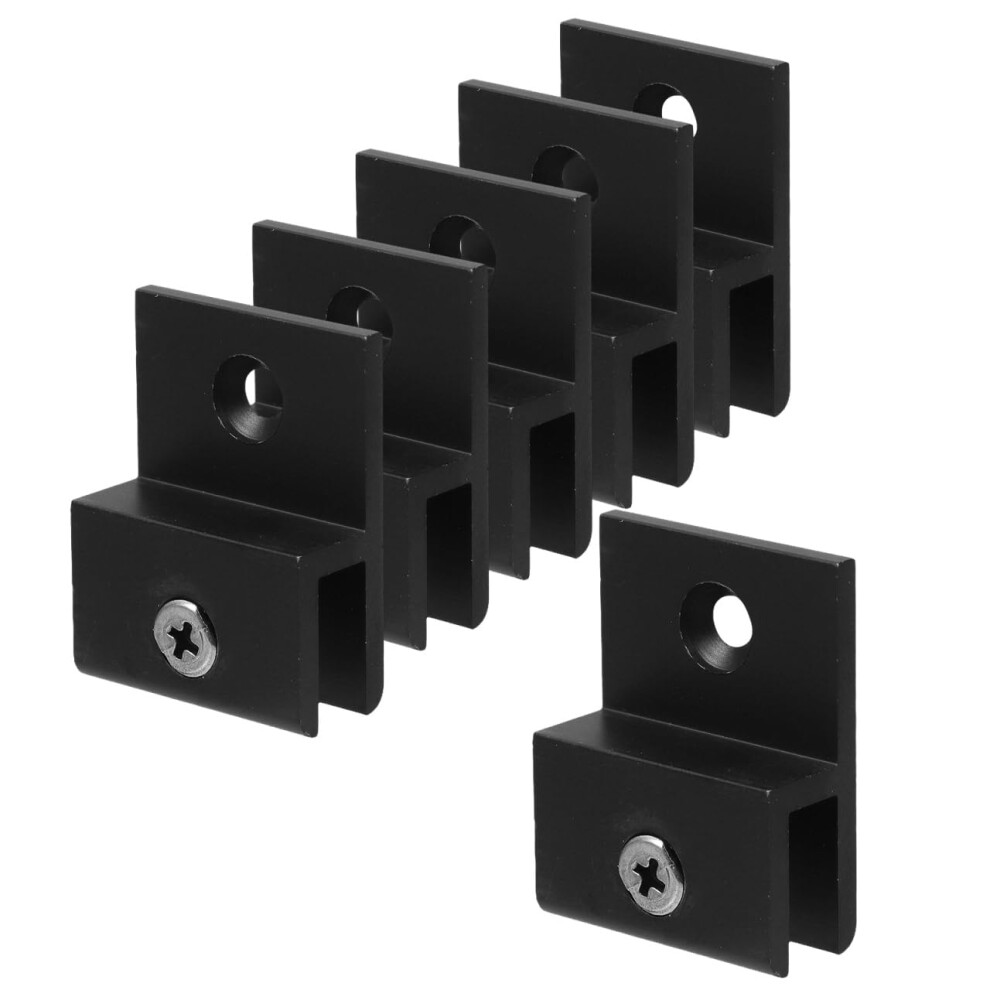 6Pcs Glass Clamp Brackets Black Aluminum Alloy Clips For Secure Wall Mounting Shelves Mirrors Doors 9169991496757