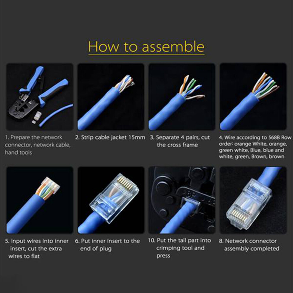 150Pcs Cat6 Rj45 Connector Utp Cable Ethernet Jack 8P8c Network Cat 6 Modular Plugs With 6.5Mm Rj45 Caps 4713841578947
