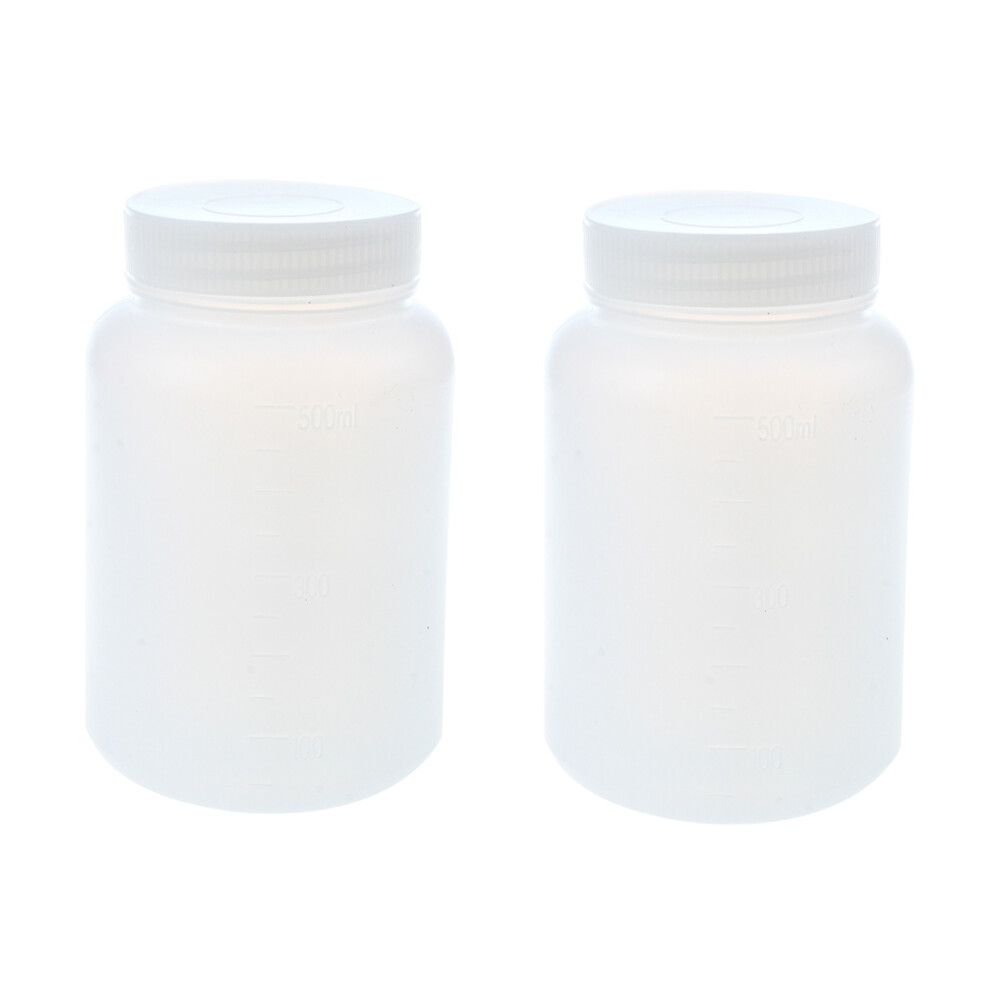 2X Laboratory Chemical Storage Case Plastic Widemouth Bottle 500Ml White 6031253556048