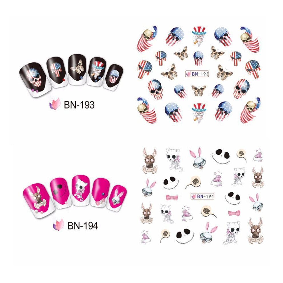 Scary Bone Nail Stickers Halloween