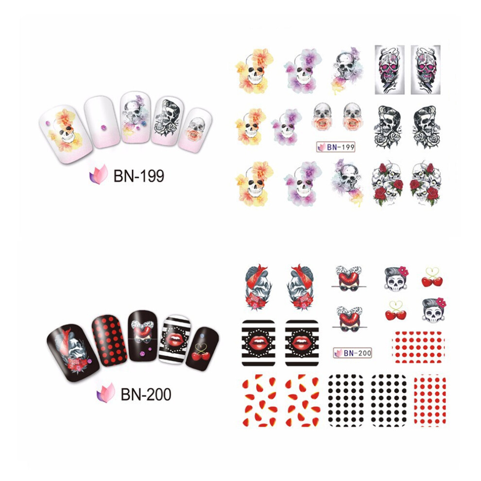 Scary Bone Nail Stickers Halloween