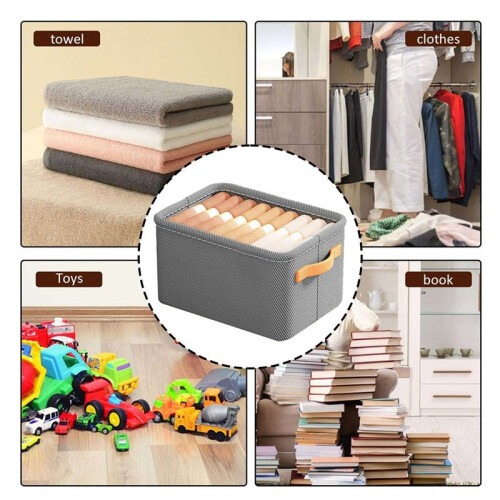 2X Multi-Functional Closet Organizer,Steel Ring Storage Box, Fabric Folding Bedroom Wardrobe Clothes Storage Box B