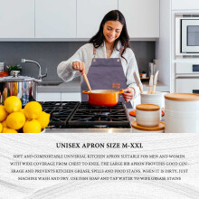Chef Apron- Back Apron for Men Women,Cooking Aprons with Adjustable Straps and Large Pockets for BBQ & Grill(Grey)
