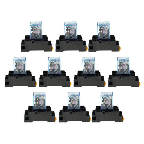 30Pc MY4NJ 14PIN 4DPDT Electronic  Electromagnetic Relay 5A Coil with PYF14A Socket Base AC 220V 1