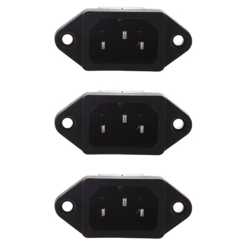 3X IEC 320 C14 Stecker 3 Pins PCB Panel-Geraetestecker-Anschlussbuchse