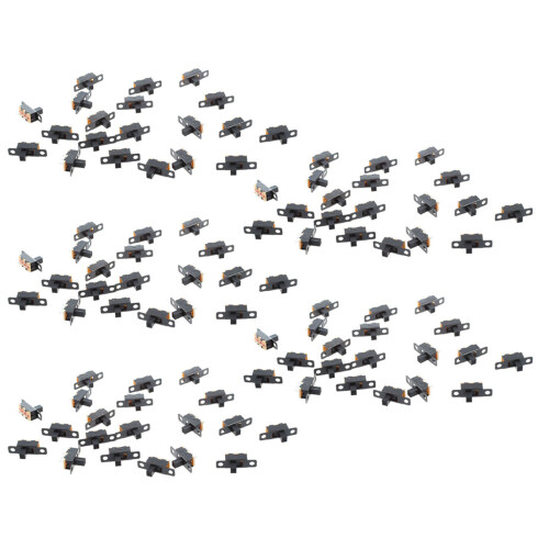 100Pcs 5V 0.3 A  Size Black SPDT Slide  for Small DIY Power Electronic Projects