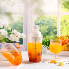 8 Pcs Plastic Cocktail Shaker Hand Drink Mixer Shaker with Scales and Strainer Top Clear Shaker Cup with Measurements