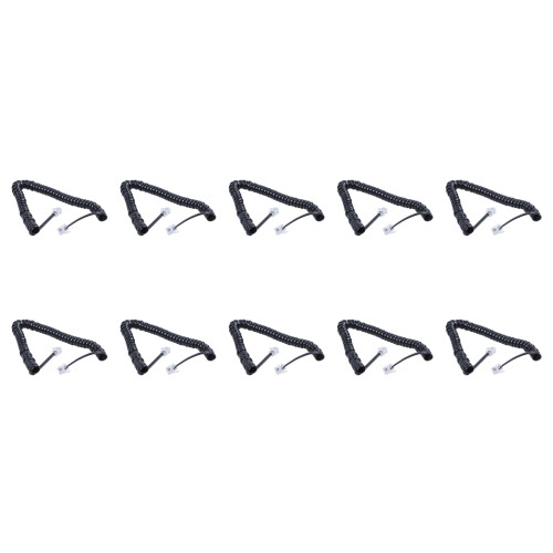 10X Replacement RJ9 4P4C Plug Coiled Stretchy Telephone Handsets Cable  Black