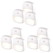 9X Luz de Sensor de Movimento Interno, Luz Noturna de LED Operada Por Bateria, Luz Noturna de Automática para Corredor, Luz de Orientação