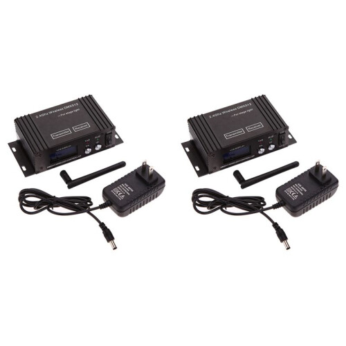 2X DMX 512 Wireless Controller Receiver Transmitter LCD Display Power Adjustable for Disco DJ Stage Bar Light-EU Plug