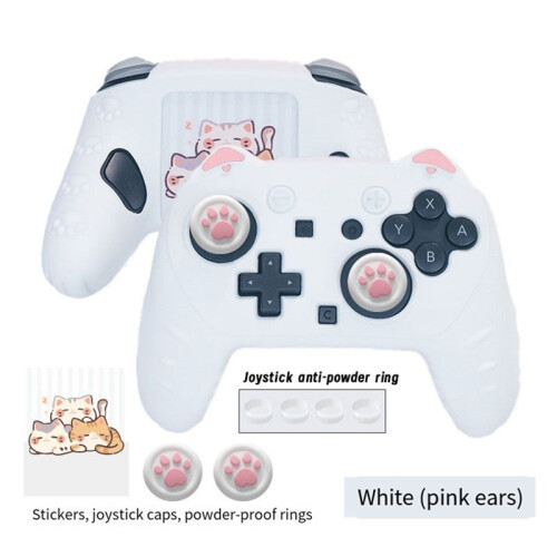Cat Ear Silicone Case for  2 Pro Game Controller Set Anti-Slip with Joystick Cap for   2 Pro B 1