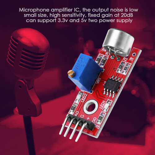 Microphone Audio Amplifier Module Low Noise 20dB Gain AC/DC 3.3V/5V 2
