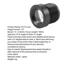 2X Lente del Tablero IR para CCTV Camara de Seguridad 16mm Longitud de Enfoque