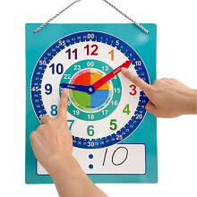 Learning Clock with Dry Erase and DoubleSided Display for Kids Classroom Preschool Kindergarten