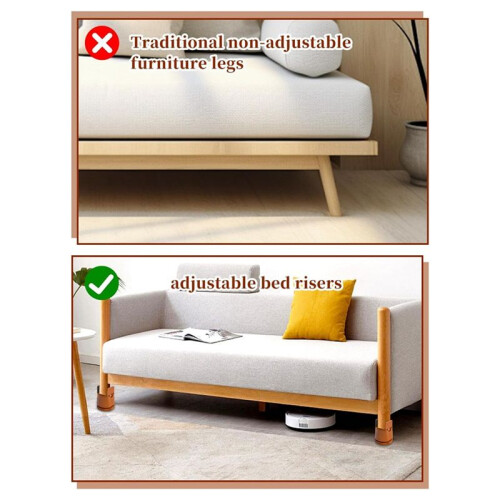 Bed Risers Adjustable Furniture Risers,Table Desk Chair Risers with Clamp, Bed Frame Risers Height Adjustable Brown
