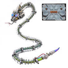 3D Metal Spiky BlueGreen Snake Puzzle for Adults, DIY Mechanical Animal Model Kit 500+PCS