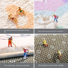 Flower Bath Mats Soft Plush Checkerboard Grids Soft Floral Bathroom Carpet Bedside Carpet Decor Anti Slip Floor Mat E