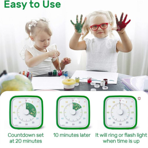60Minute Visual Timer with Protective Case,Dinosaur Disk Timer for Kids and Adults,Silent Countdown  Management Tool 2