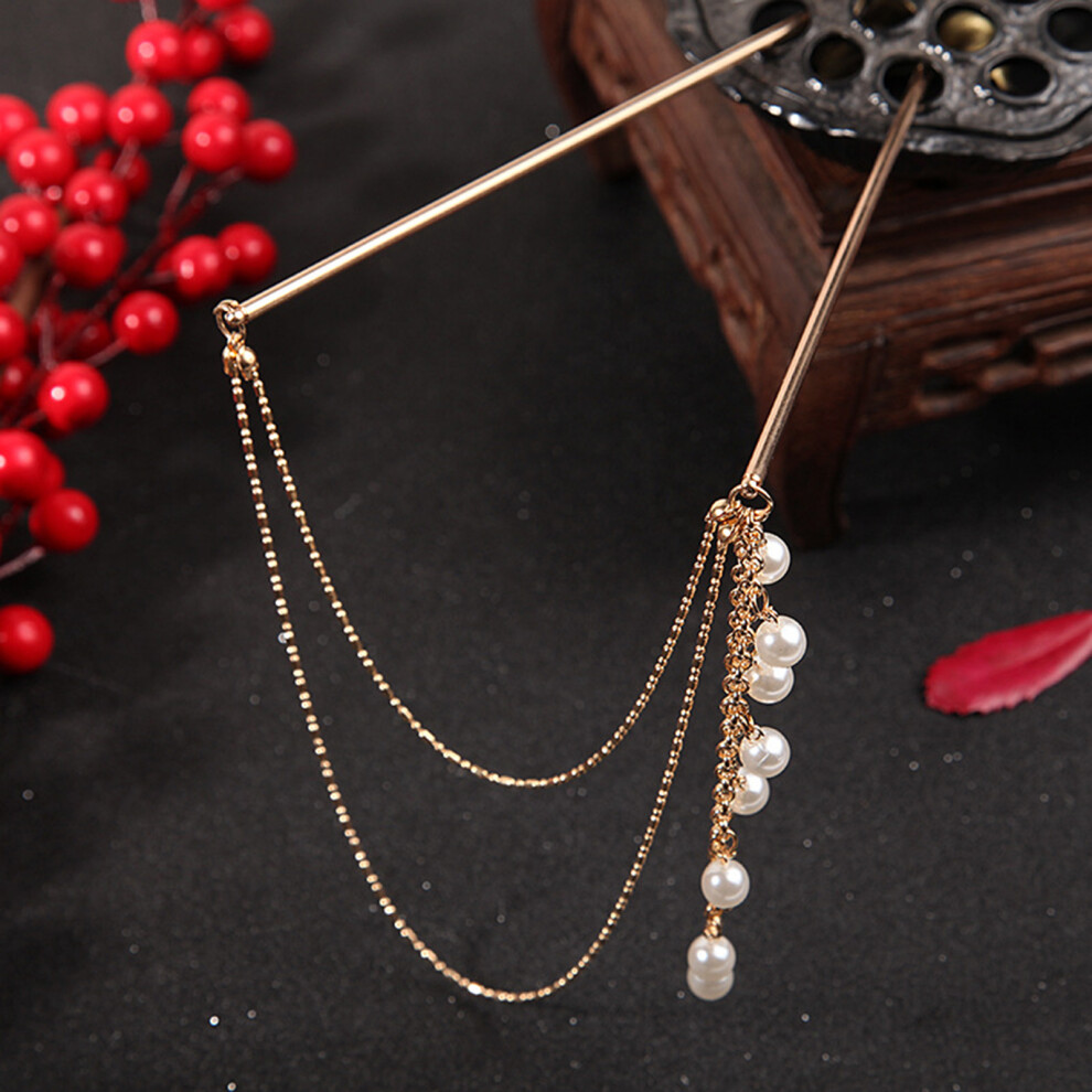 Roc-Electron (6) Pearl Hairpin With Tassel For Women & Salon
