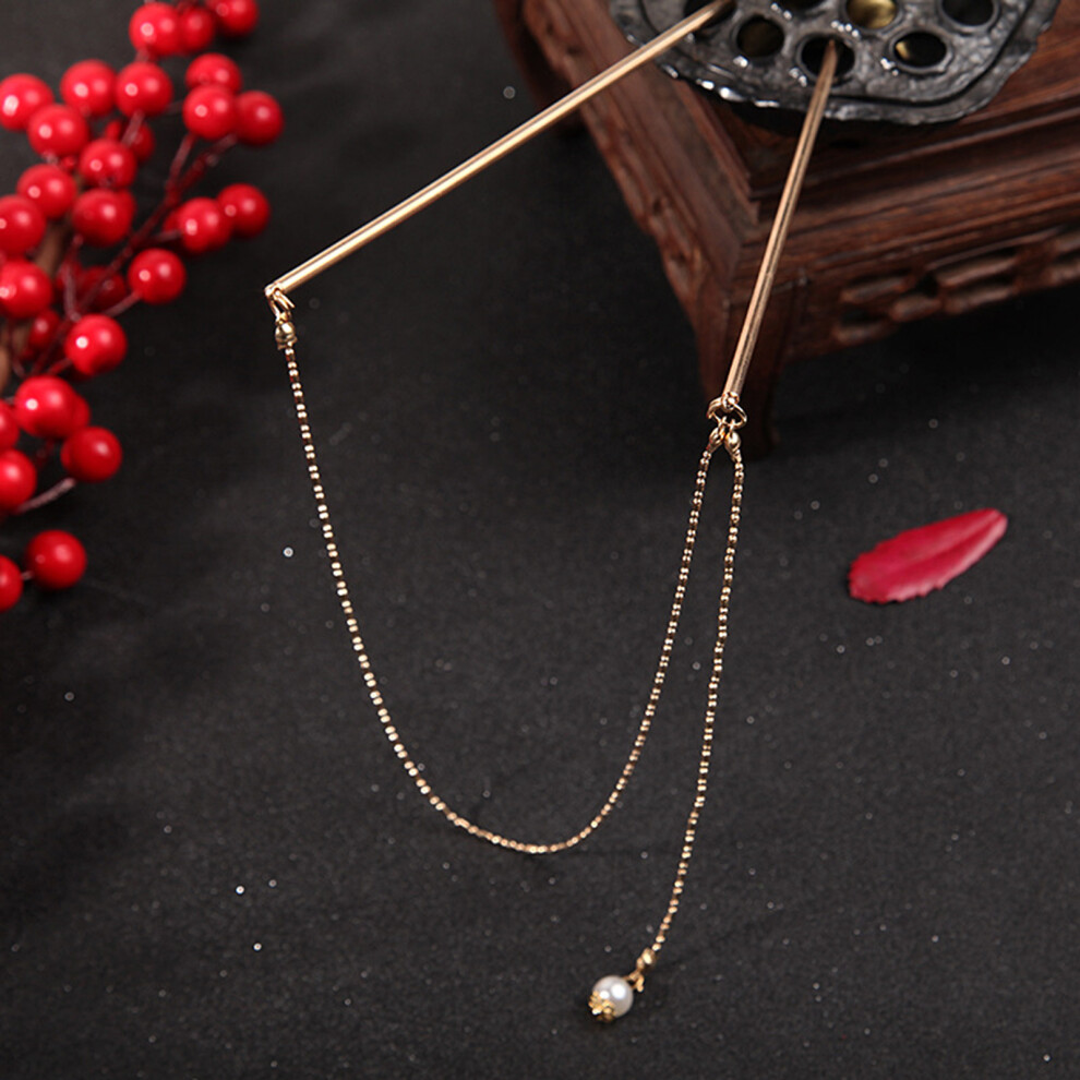 Roc-Electron (7) Pearl Hairpin With Tassel For Women & Salon
