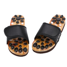 Black Foot Massage Slippers 39 Non Slip Nature Stone Shoes