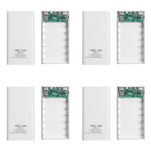 4X 18650 Akku Power Bank Box 5V 2.1A LCD Display 20000MAh Power Board für 6X18650 Akku DIY Powerbank Case (Weiß)