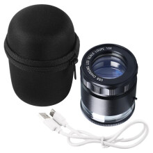 10X Illuminated Jewelers Magnifier Measuring Scale, USB Rechargeable 6 LED Lights, 25-27mm, Suitable for Jewelry Coins