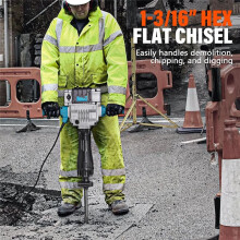 2pc 1-3/16 Inch Hex Chisel Set with Point & Flat Chisels for Heavy Duty Electric Demolition Jack Hammer Concrete Breaker