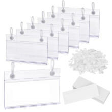 100PCS Clear Label Holders for Wire Shelf Retail Price Label,Merchandise Sign Display Holder for Supermarket Shop