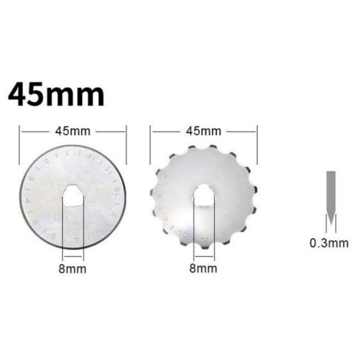 12pack 45mm Rotary Cutter Blades Kits, Perforating Rotary Replacement Blades for Fabric Leather 7  Type 1
