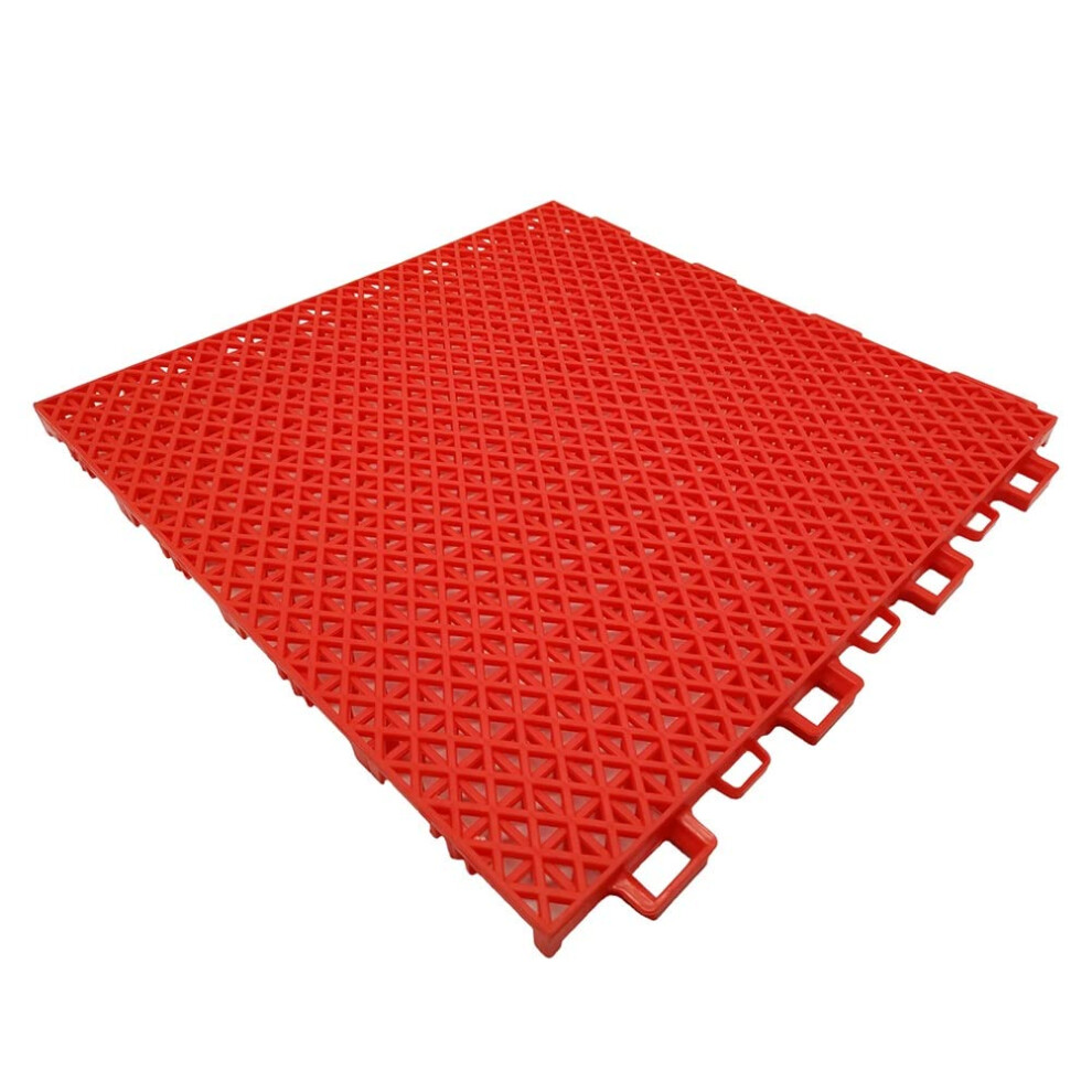 Red Interlocking Floor Tiles 1Ft Waterproof Modular Design For Playground Gym Kindergarten 10Pcs 9351714596954