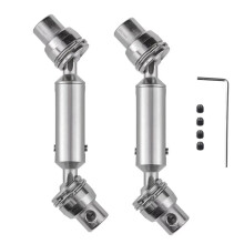 RC Car Drive Shafts Silver Metal Front and Rear Steel Replacement for Henglong WPL MN RC Trucks 2Pcs