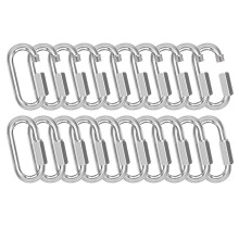 M6-20-Delige Kettingconnectoren met Snelkoppelingen, 1/4 Inch Gegalvaniseerde Karabijnhaken met Kettingvergrendeling, 620LBS Zware Draadclips