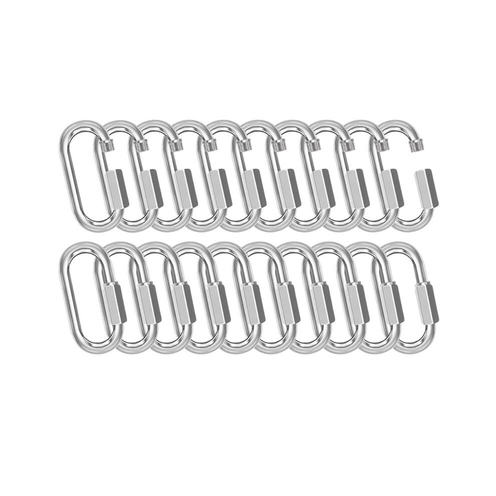 M6-20Pcs Quick Chain Connectors, 1/4In Galvanized Chain Locking Carabiners Hooks, 620Lbs Heavy Duty Thread Clips 6032556355987