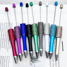 12Pcs Diamond Beaded Pen DIY Colorful Beadable Ballpoint Pens Student Stationery Pens for Writing School Office Supplies