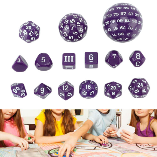15pcs Acrylic Polyhedral Dice Set 3-100 Sides for RPG Table Games 2