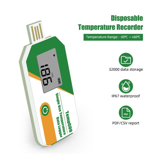 Digital Portable Miniature High Accuracy Data Logger Disposable Temperature Sensor for Cold Chain Transport with Alarm 1