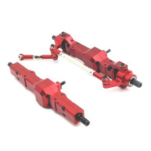RC Car Aluminum Axle Set Red CNC Machined Front and Rear Upgrade for WPL C14 C24 1/16 Models