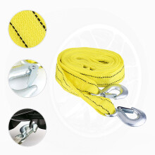 4 M Load 5 Ton Car Tow Rope Strap with Hooks Yellow, Heavy Duty