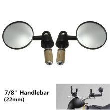 7/8’’ 22mm Aluminum Motorcycle Handlebar Mirrors, Convex, Black
